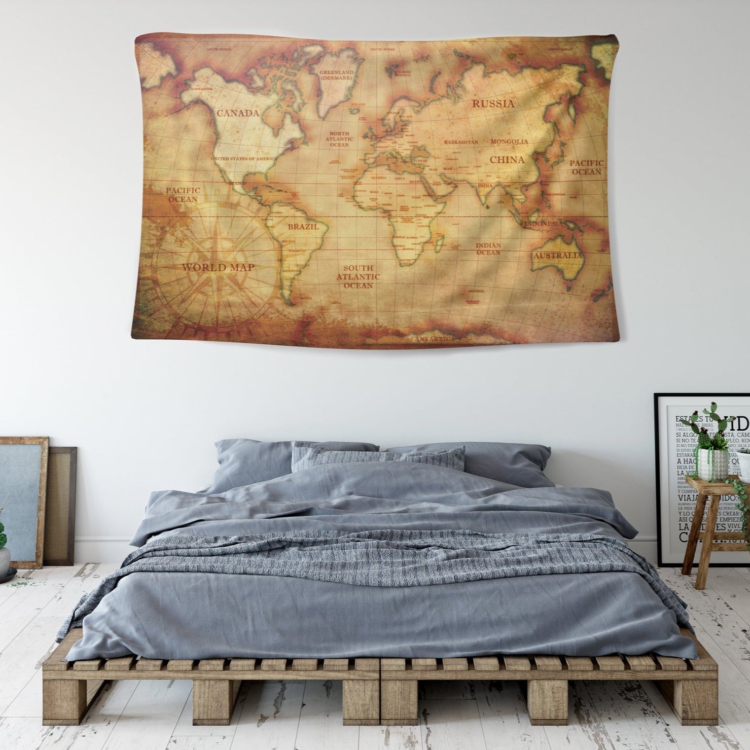 Ancient World Map Tapestry
