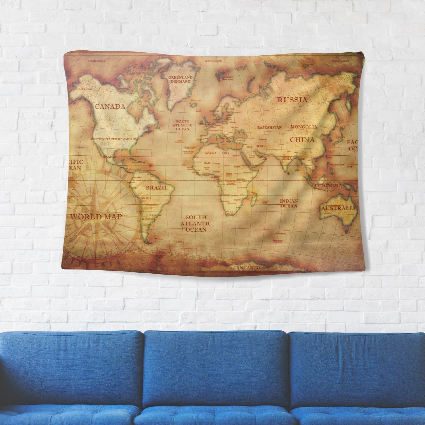 Ancient World Map Tapestry